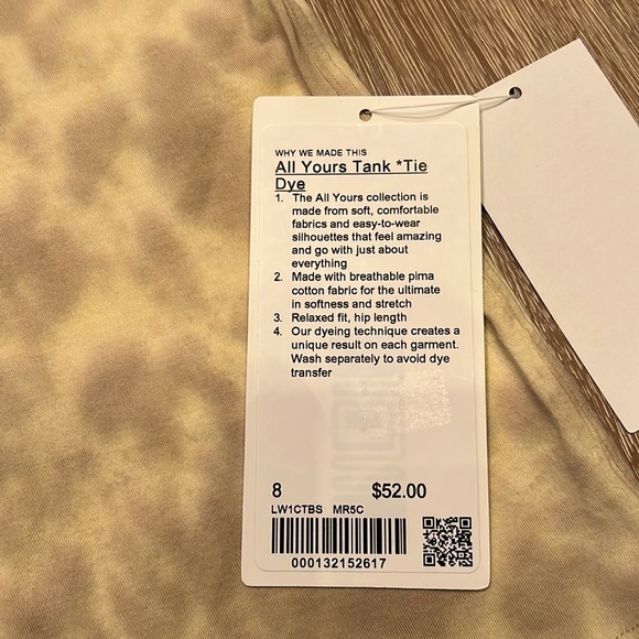 lululemon All Yours Tank *Tie Dye Size 8 - Picture 7 of 10